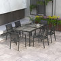 Voir la diapositive 2 : OUTSUNNY Ensemble salon de jardin 6 places 7 pièces avec table à manger acier textilène aspect bois gris