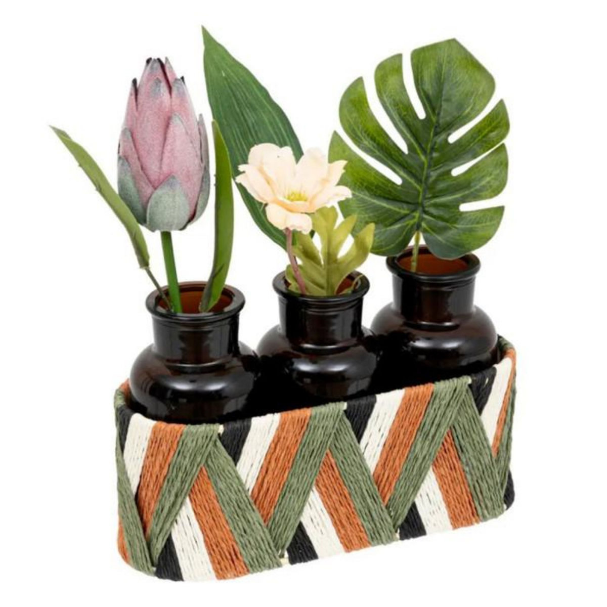 ATMOSPHERA Lot de 3 Soliflores Déco  Exotic Panama  26cm Multicolore