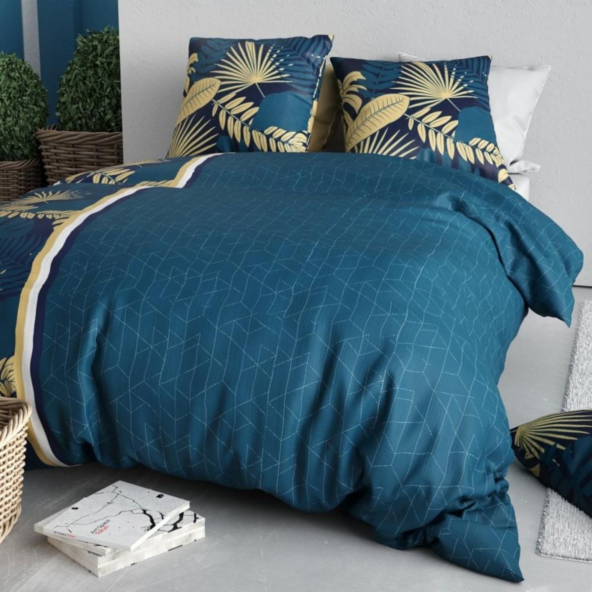 ATELIER DU COTON Housse de couette 240x220 + 2 taies en coton 57 fils