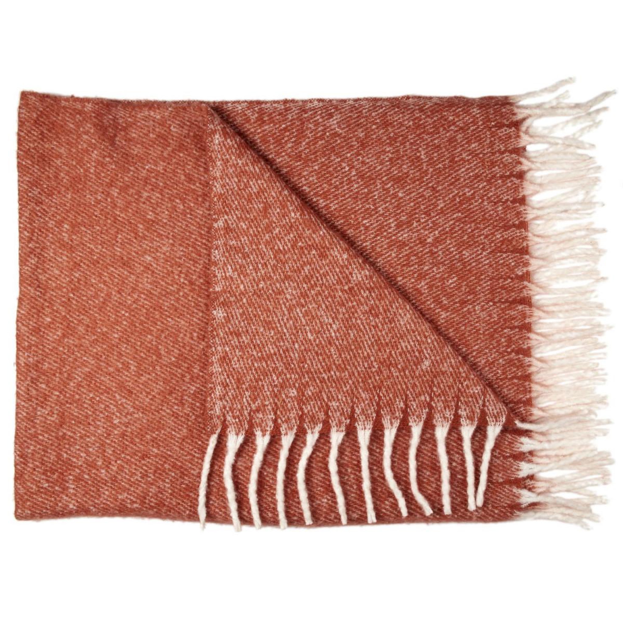 Voir la diapositive 2 : The Home Deco Factory Plaid à franges  coy  120x150cm terracotta