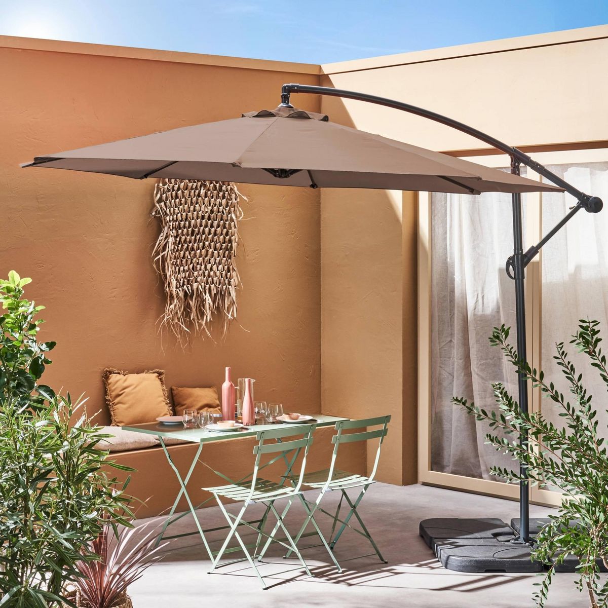 SWEEEK Parasol déporté rond Hardelot diamètre 300cm excentré  8 baleines