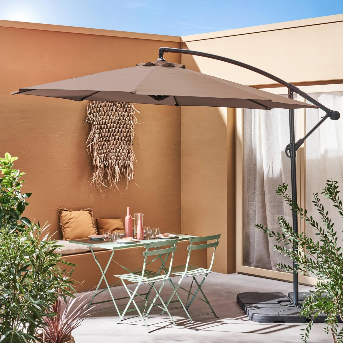 SWEEEK Parasol déporté rond Hardelot diamètre 300cm excentré  8 baleines