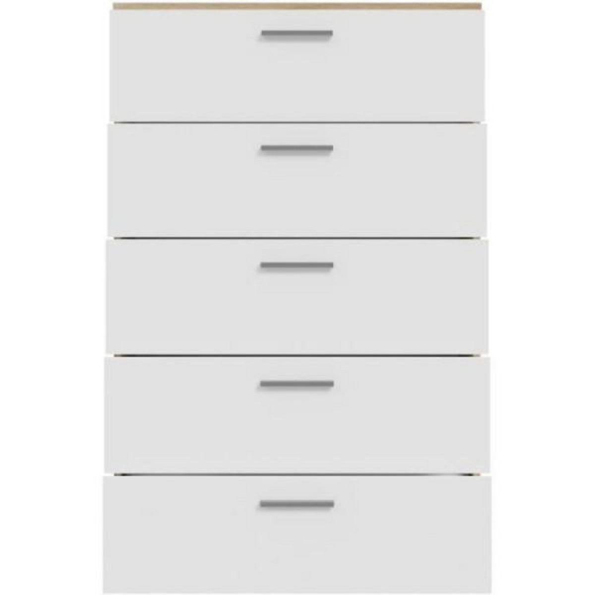 MARKET24 Commode BASJANA - 5 tiroirs - Décor chene sonoma et blanc mat - L80,2 x P41,3 x H123,8 cm