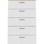 Voir la diapositive 3 : MARKET24 Commode BASJANA - 5 tiroirs - Décor chene sonoma et blanc mat - L80,2 x P41,3 x H123,8 cm