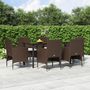 Voir la diapositive 1 : VIDAXL Ensemble a manger de jardin coussins 7 pcs Marron/noir