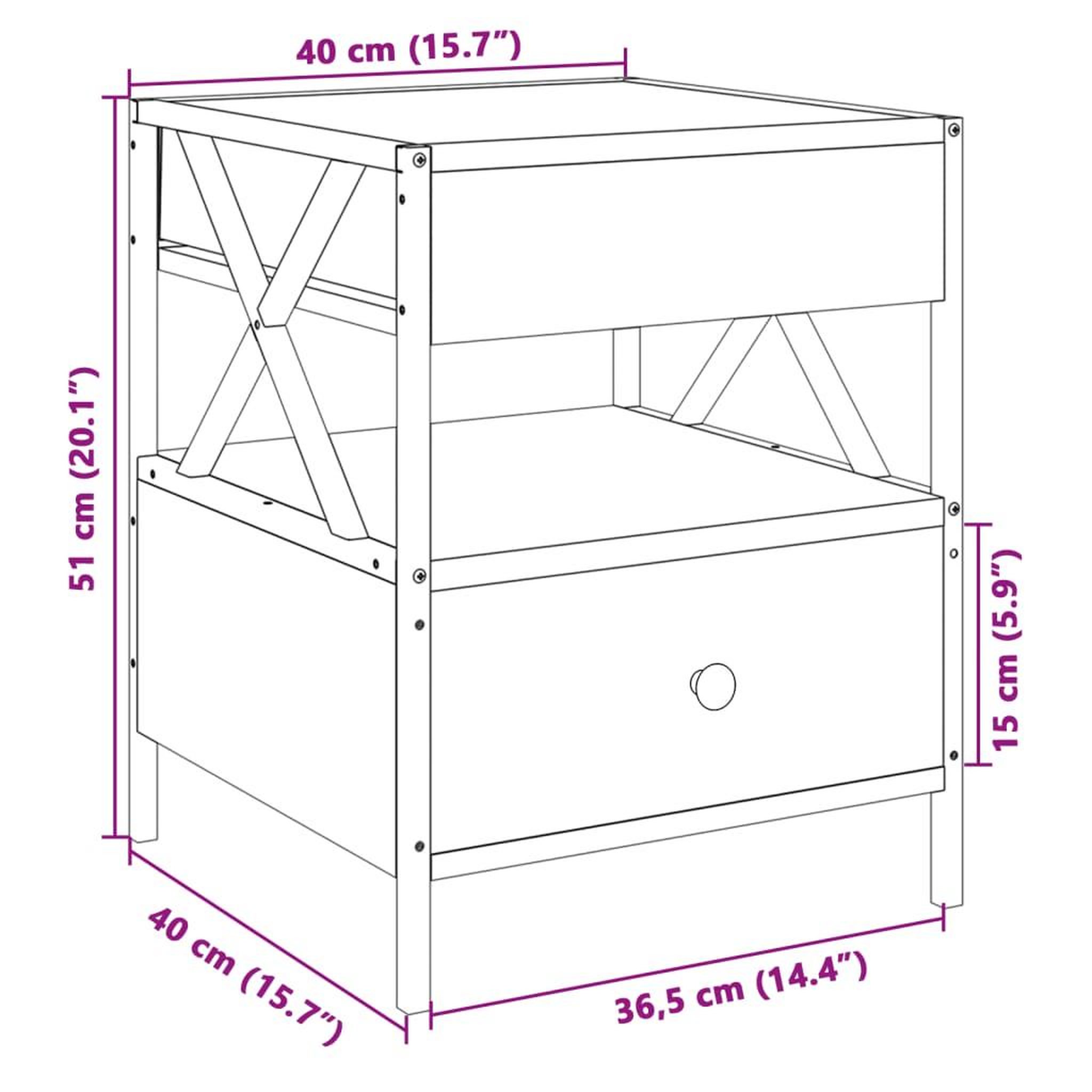Voir la diapositive 6 : VIDAXL Table basse avec LED Infinity chene fume 40x40x51 cm