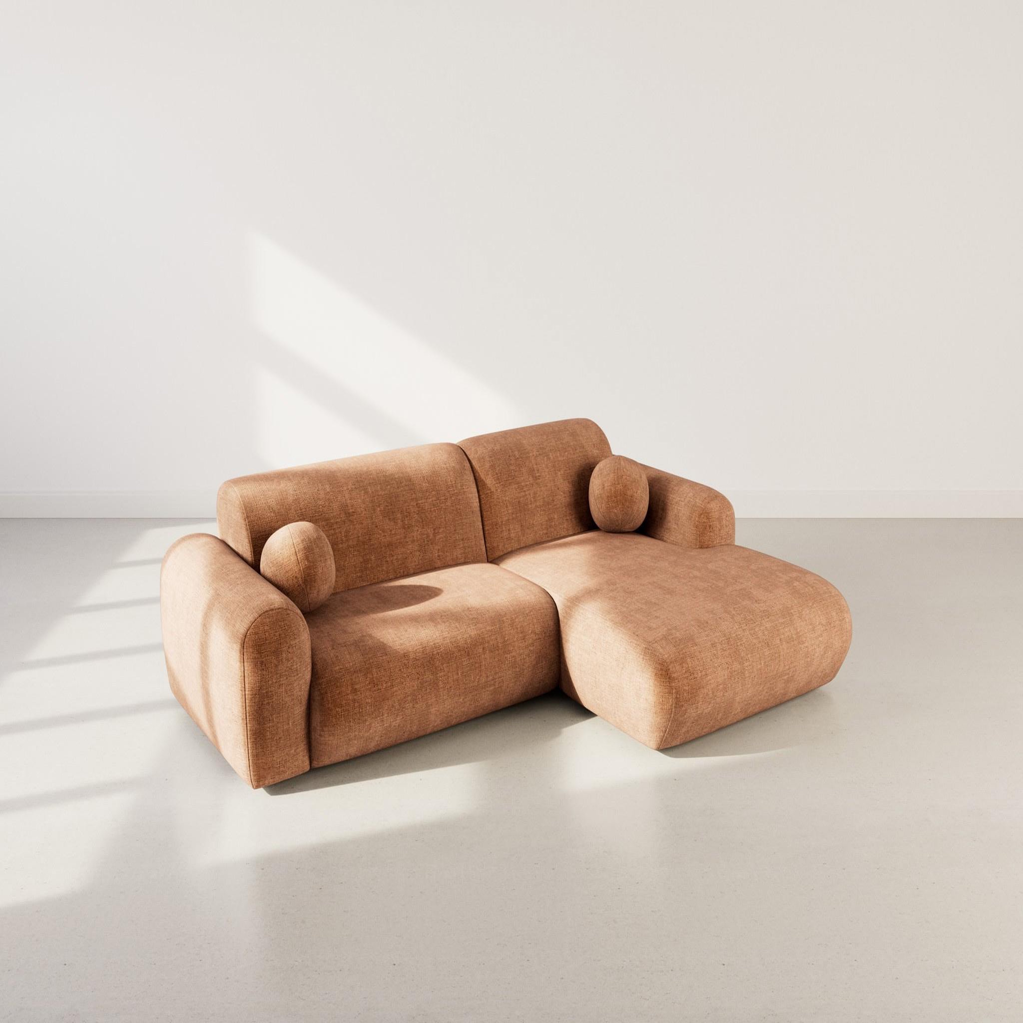 Voir la diapositive 3 : LISA DESIGN Louise - canapé d'angle droit 4 places en velours texturé