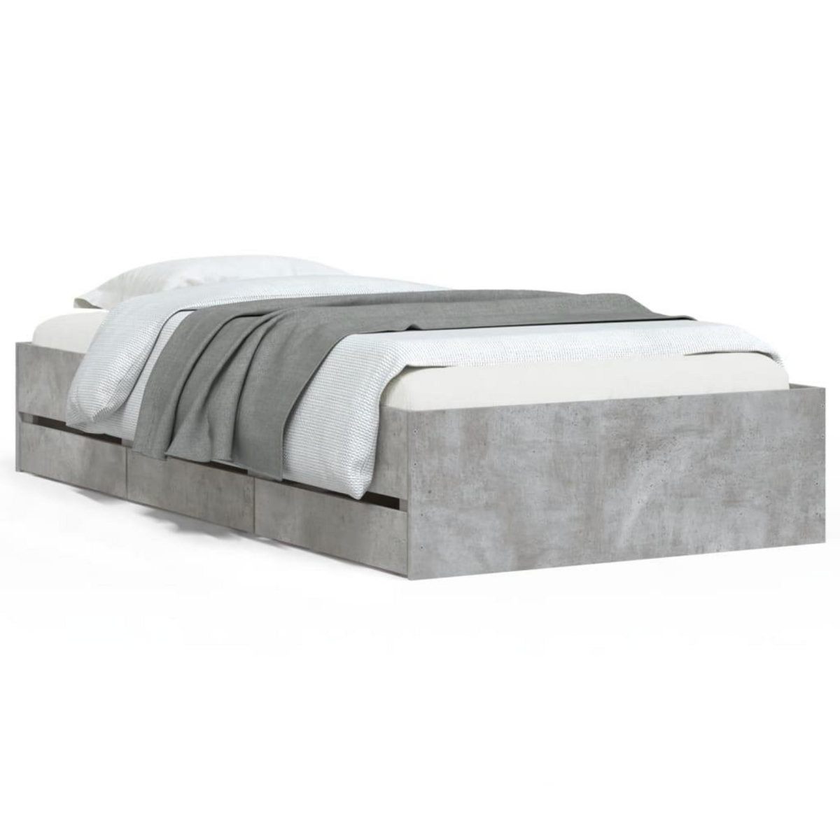 VIDAXL Cadre de lit avec tiroirs sans matelas gris beton 100x200 cm