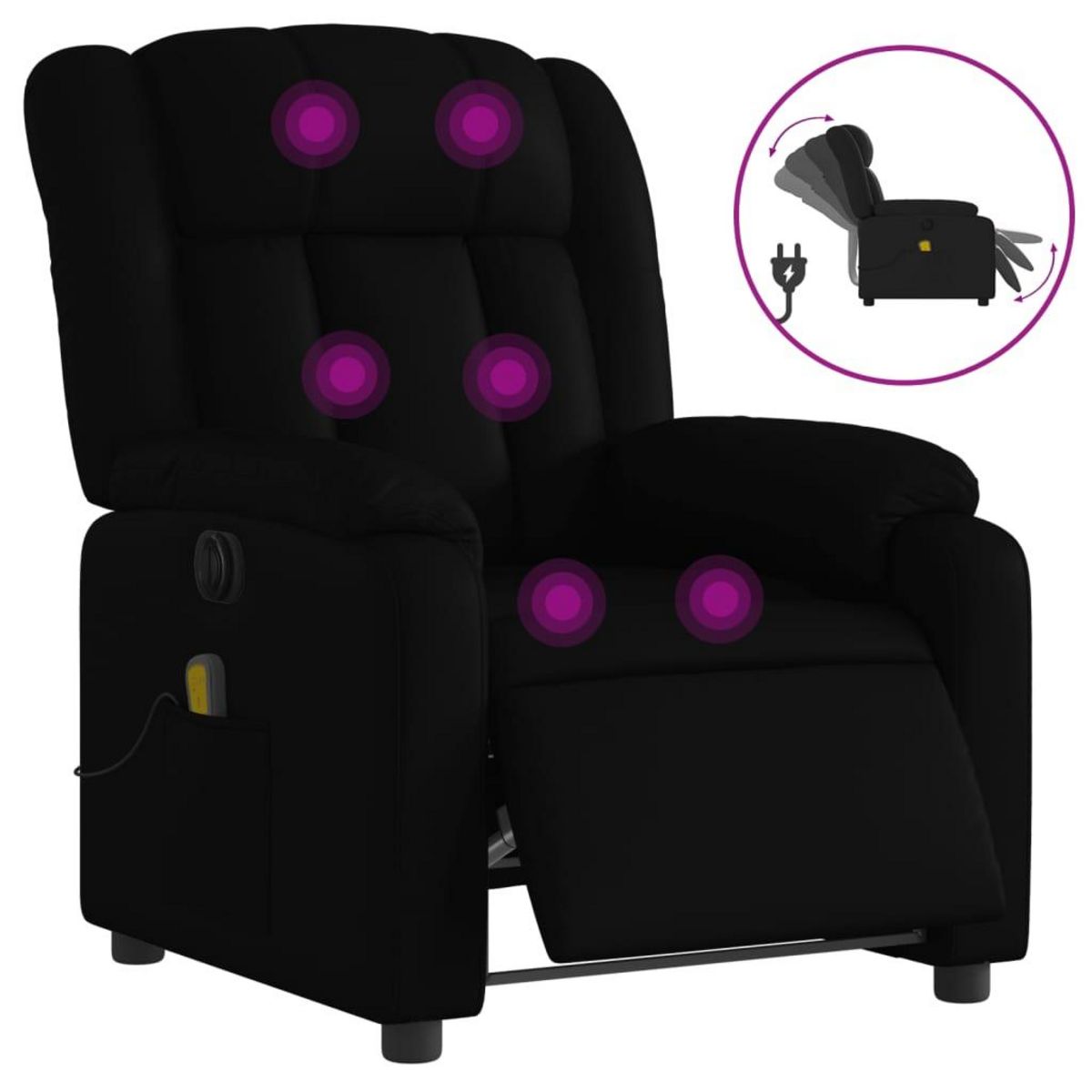 VIDAXL Fauteuil de massage inclinable electrique noir similicuir