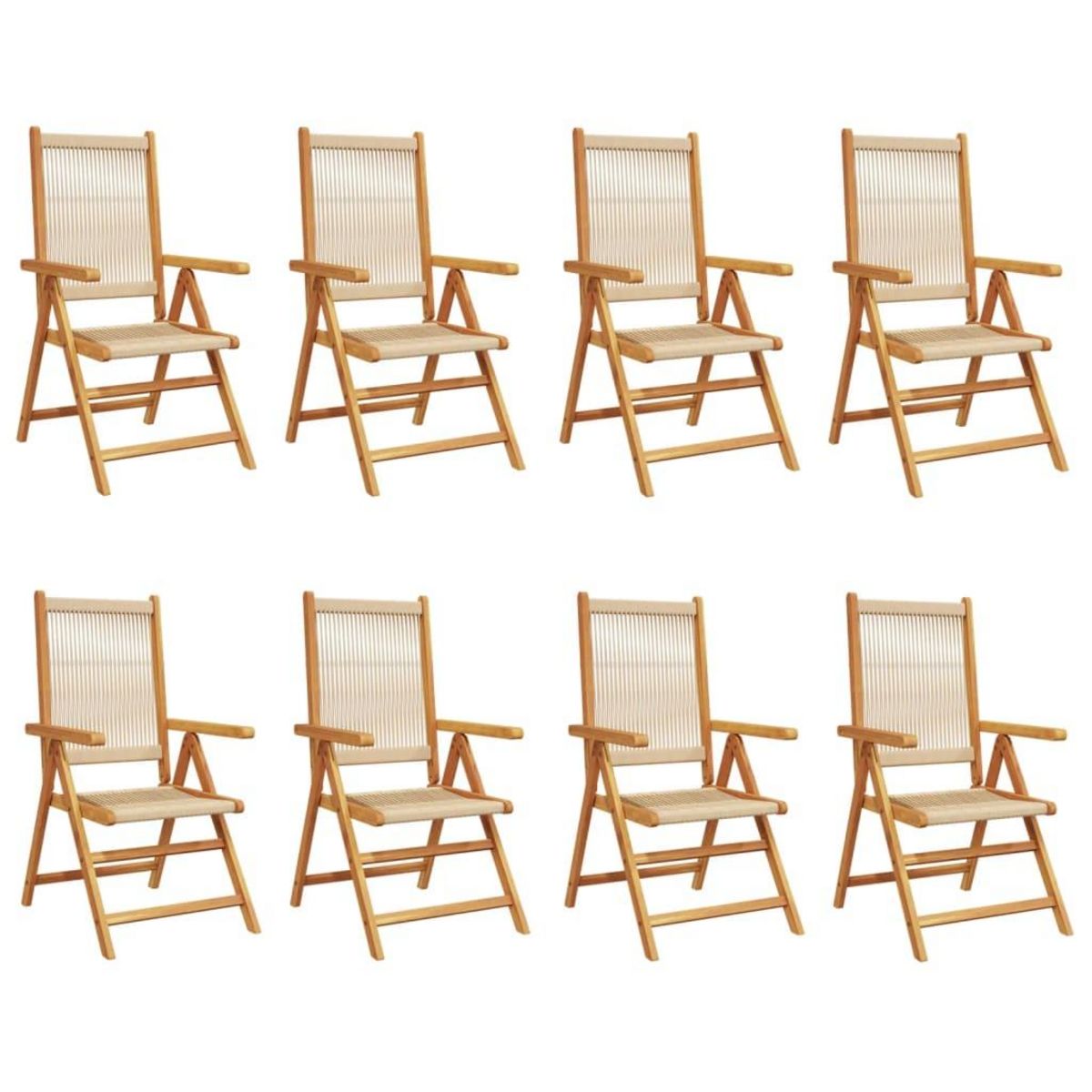 VIDAXL Chaises inclinables de jardin lot de 8 beige bois massif acacia
