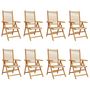 Voir la diapositive 2 : VIDAXL Chaises inclinables de jardin lot de 8 beige bois massif acacia