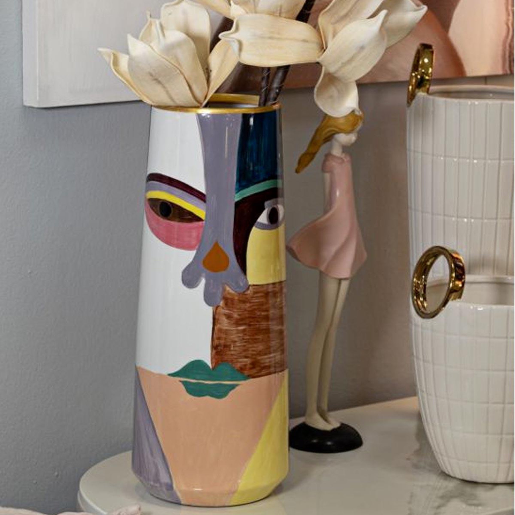 Voir la diapositive 5 : Paris Prix Vase design en céramique  piccassy  40cm multicolore