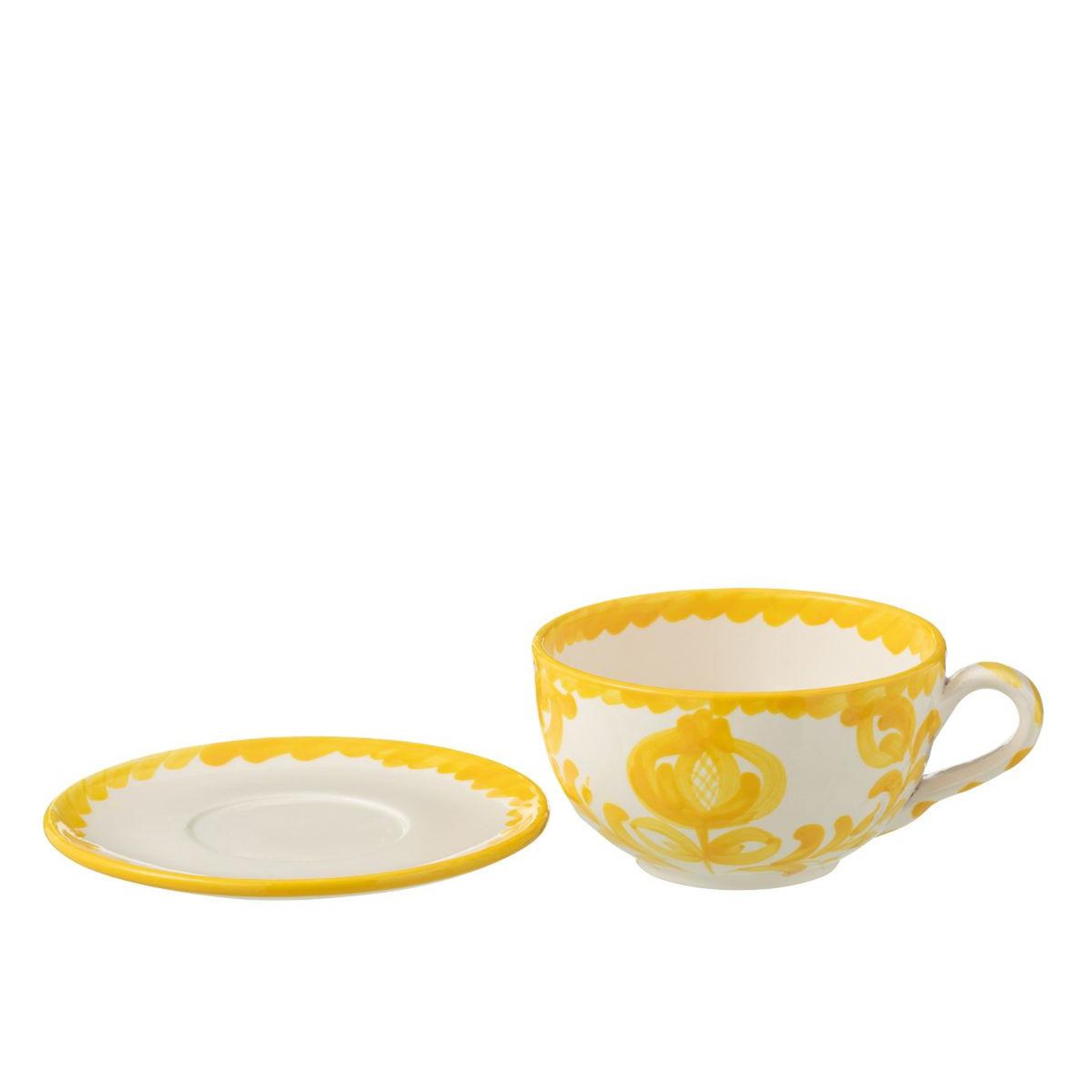 Voir la diapositive 2 : J-LINE Tasse avec sous-tasse en céramique  granada  50cl jaune