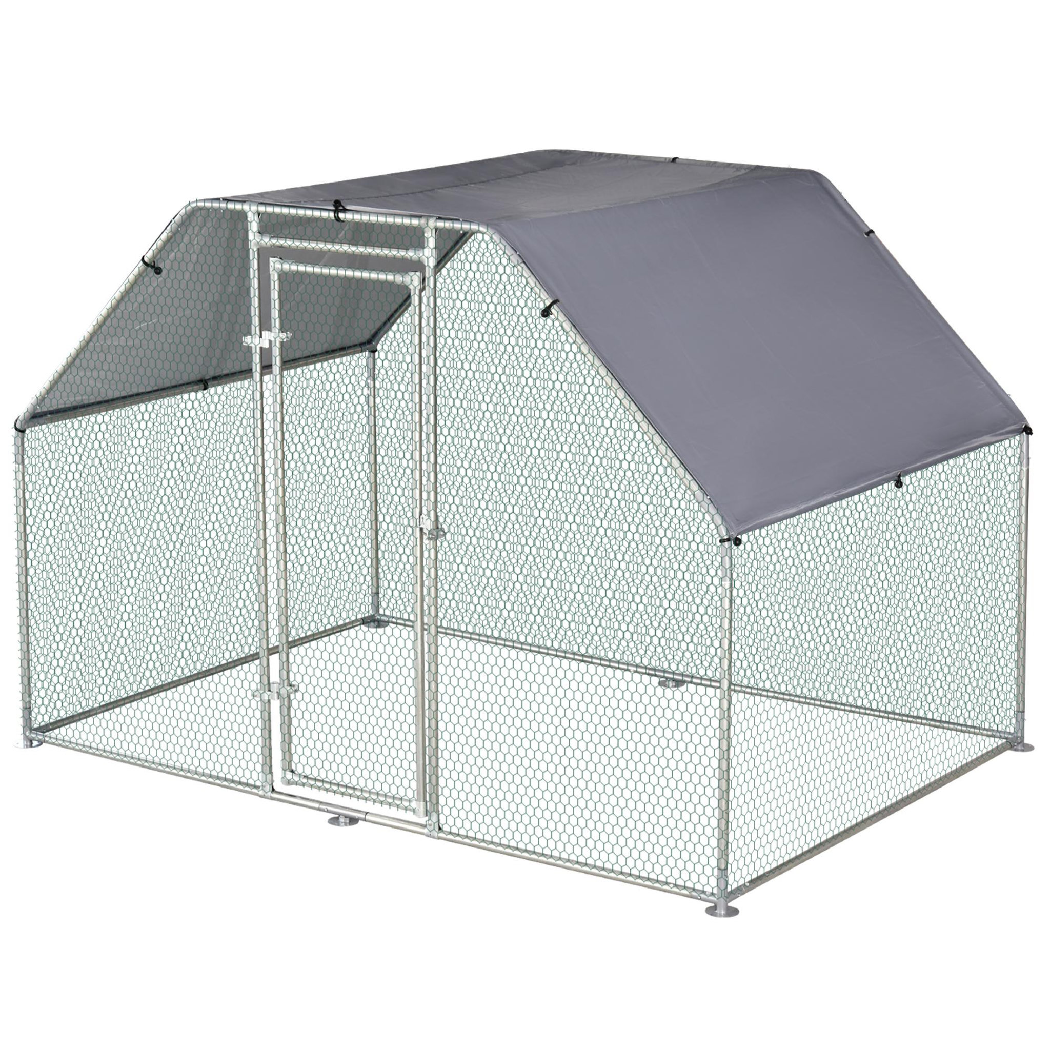 Voir la diapositive 1 : PAWHUT Enclos poulailler chenil 5,32 m² - parc grillagé dim. 2,8L x 1,9l x 1,95H m - poulailler chenil entièrement couvert - acier galvanisé