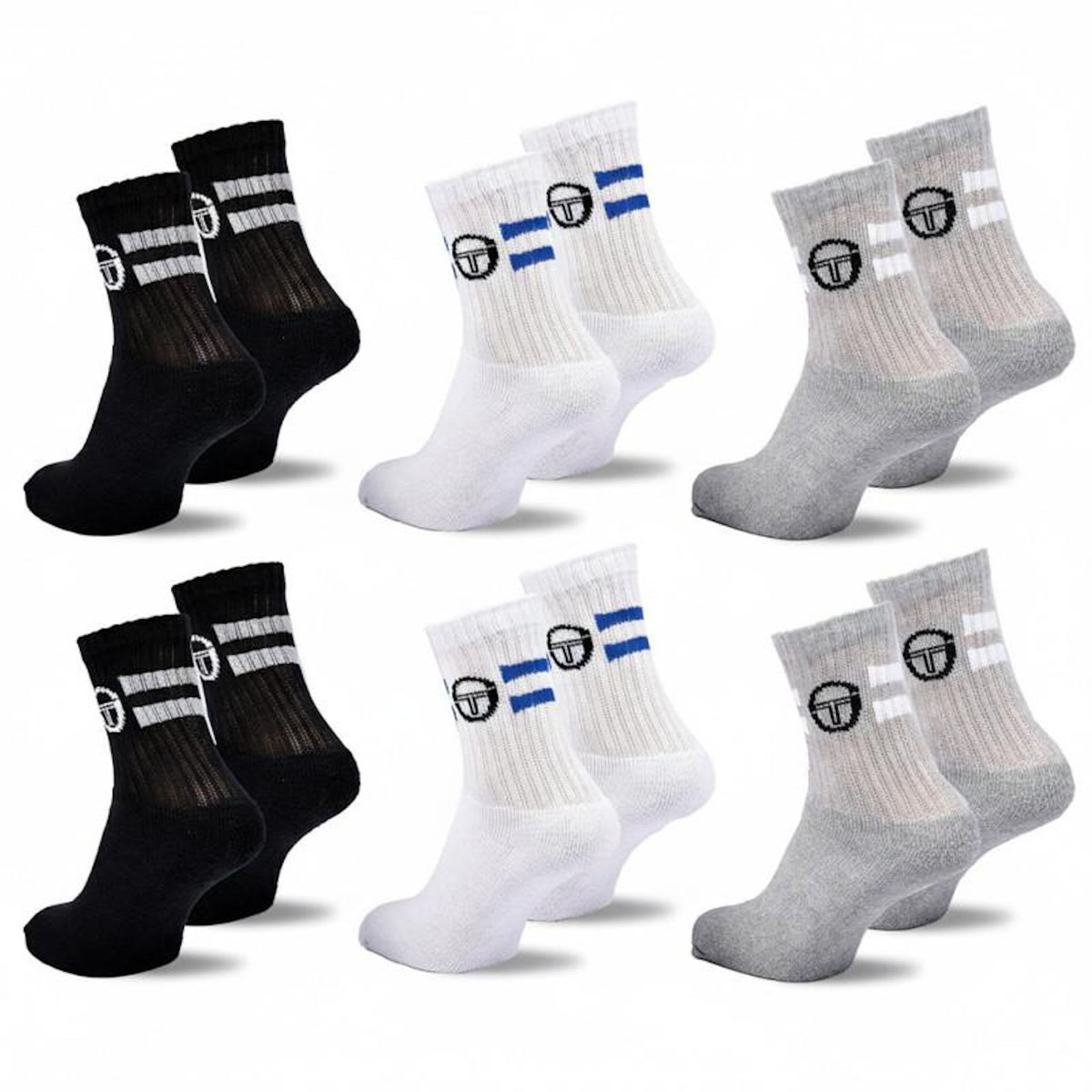 SERGIO TACCHINI Sergio Tacchini Pack de Chaussettes enfant Tennis Crew Lot de 6 Paires