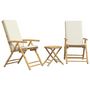 Voir la diapositive 2 : VIDAXL Ensemble de bistro pliante 3 pcs et coussins blanc creme bambou
