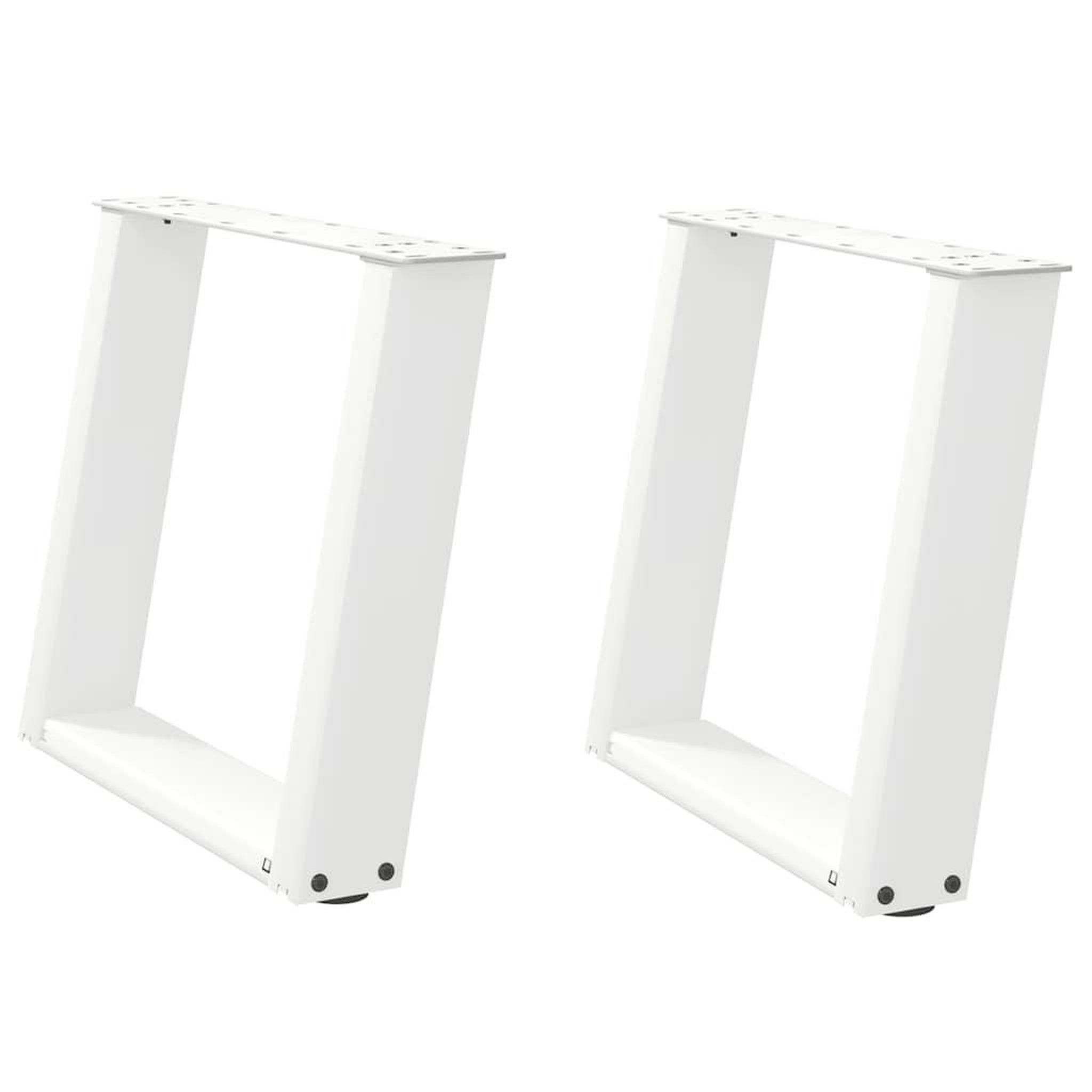Voir la diapositive 2 : VIDAXL Pieds de table basse forme de U 2 pcs blanc 50x(42-43) cm acier