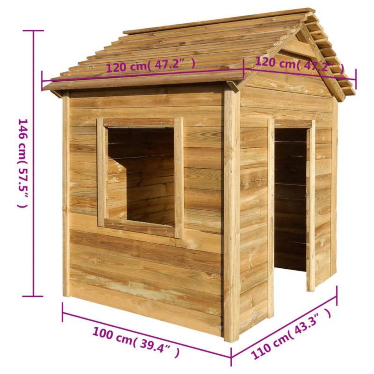 VIDAXL Maisonnette d extérieur 120x120x146 cm Bois de pin