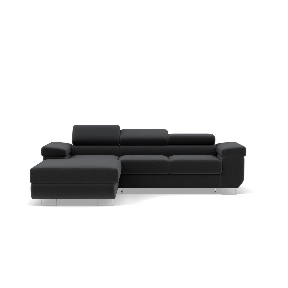 BEST MOBILIER Pablo - canapé d'angle gauche - 6 places - convertible avec coffre et têtières réglables - en velours