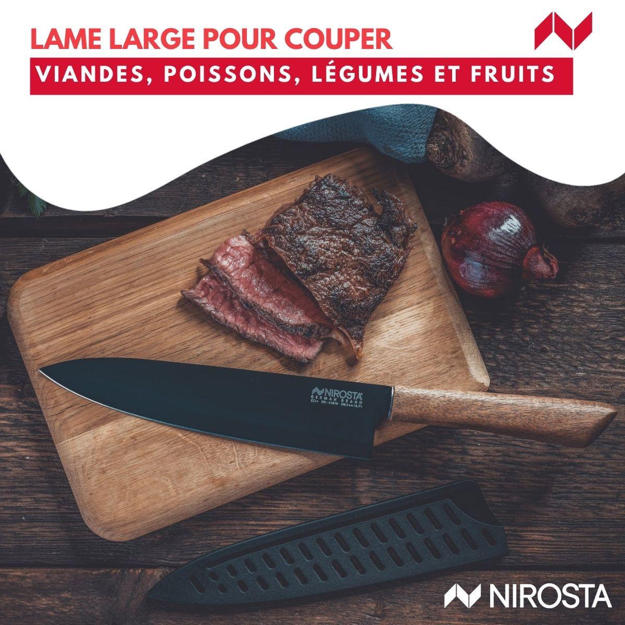 Voir la diapositive 4 : NIROSTA Couteau de chef 33 cm Nirosta Flow