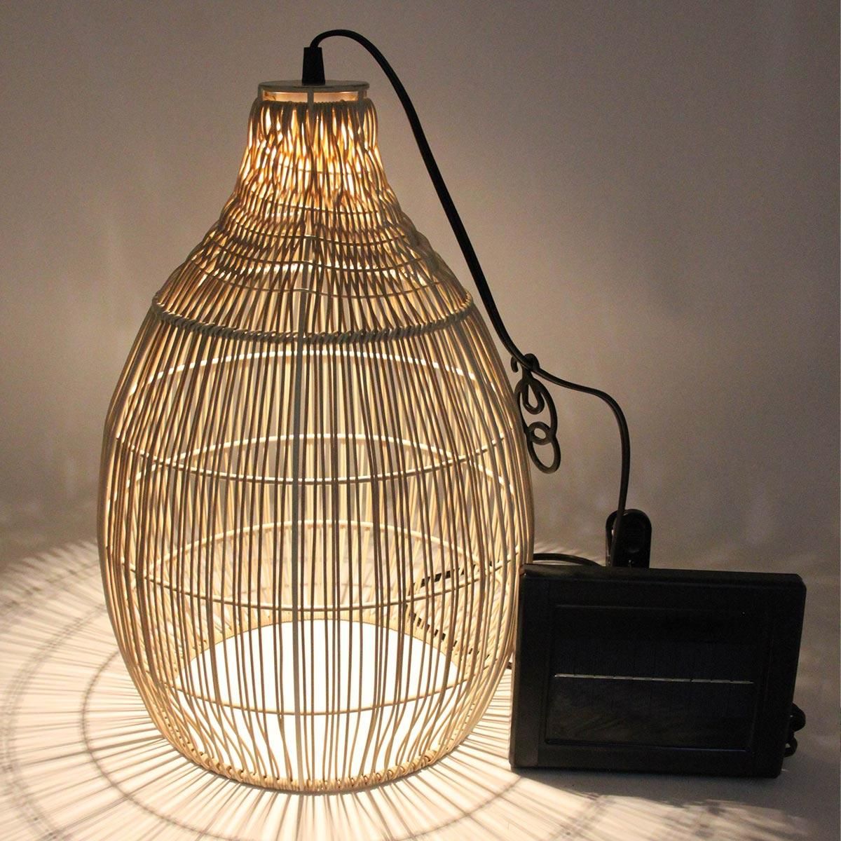 Lumisky Suspension solaire bohème HOLIDAY Beige Poly rotin H42cm