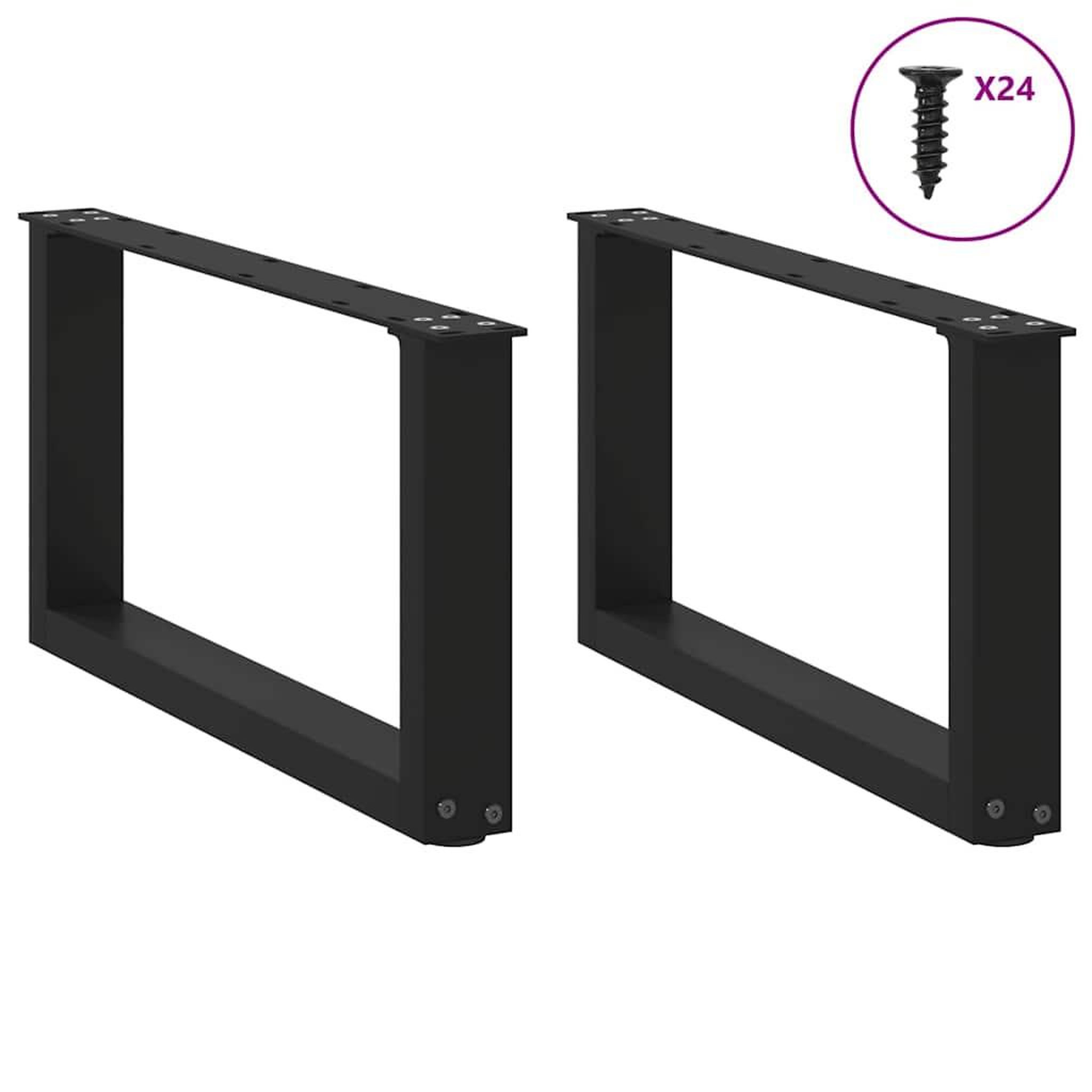Voir la diapositive 3 : VIDAXL Pieds de table basse forme de U 2 pcs noir 60x(30-31) cm acier