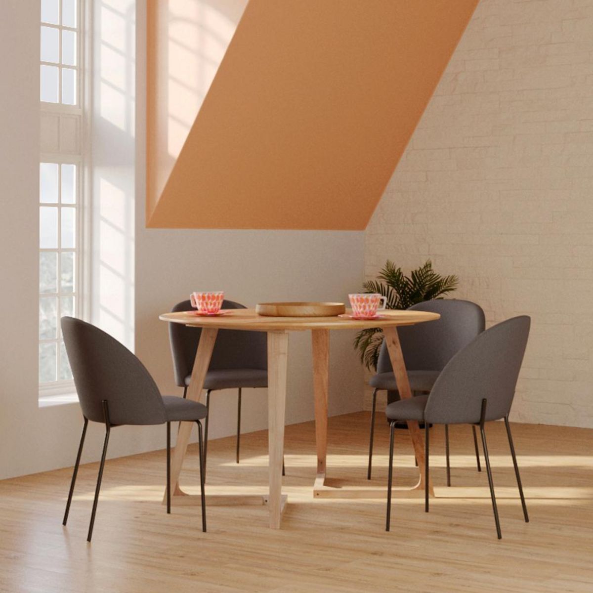 Rendez vous déco Lot de 2 chaises en tissu chiné gris foncé - Karl