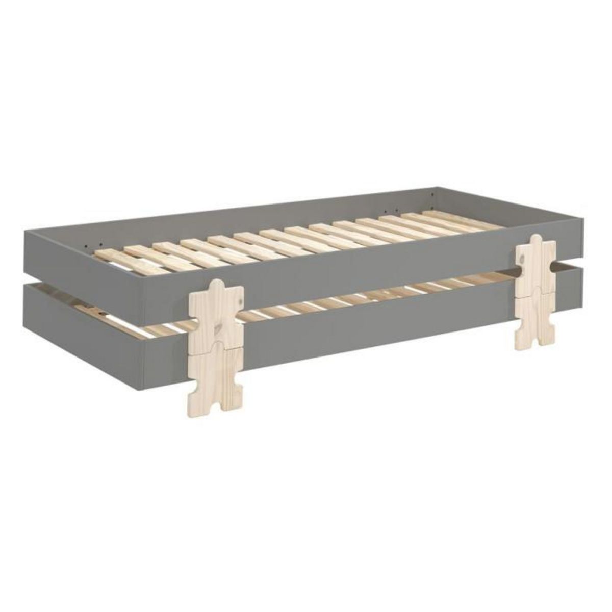 Paris Prix Lit Enfant en Bois  Modulo Puzzle III  90x200cm Gris