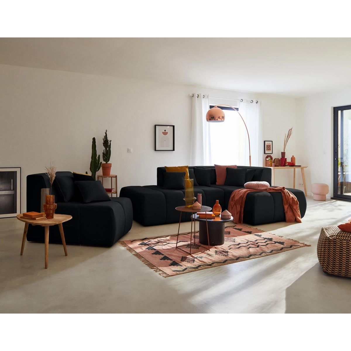 LISA DESIGN Caracas - canapé modulable d'angle droit - 5 places - en tissu