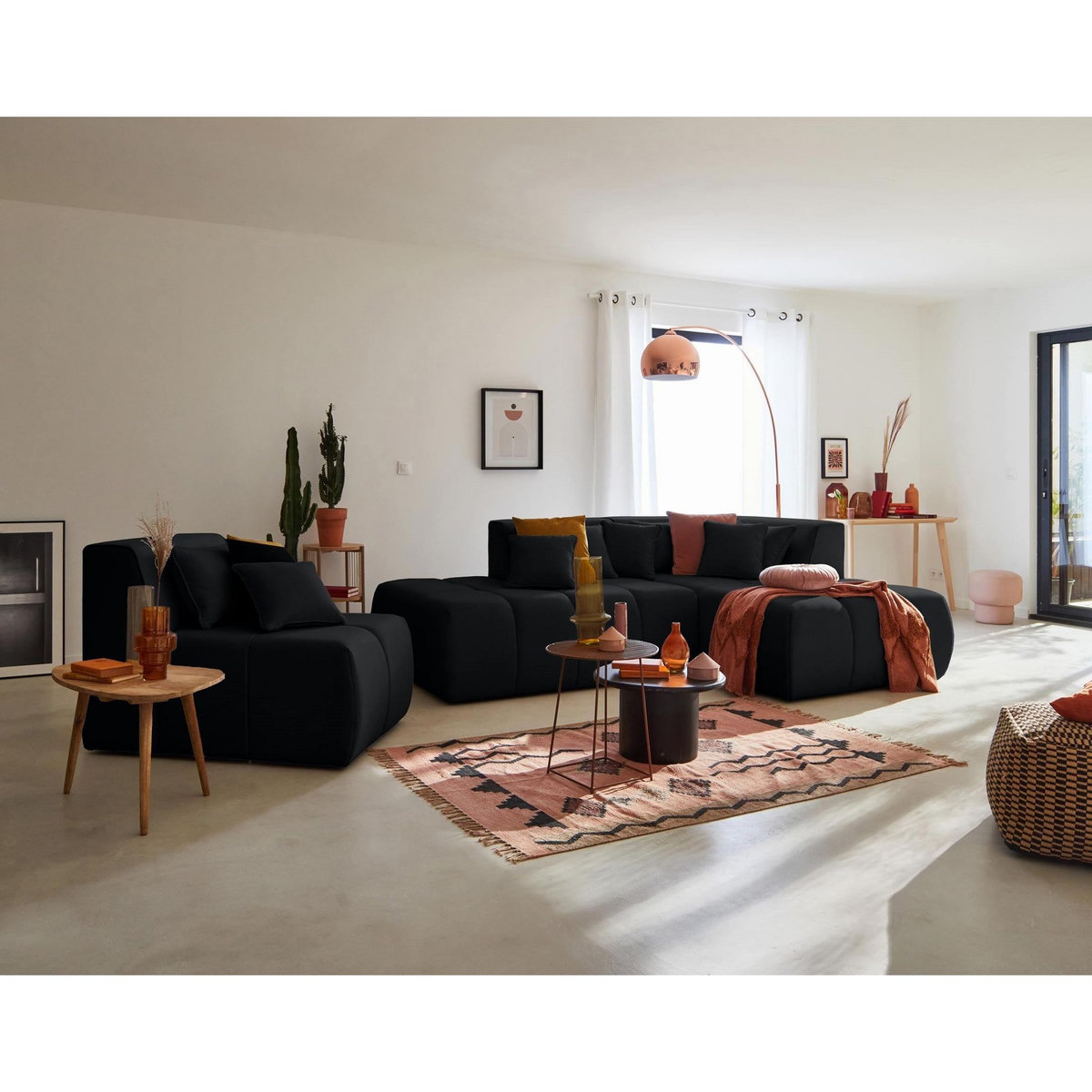 LISA DESIGN Caracas - canapé modulable d'angle droit - 5 places - en tissu
