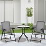 Voir la diapositive 2 : OUTSUNNY Ensemble de jardin 3 pièces 2 chaises inclinables multi-positions pliables + table ronde verre trempé métal époxy textilène gris