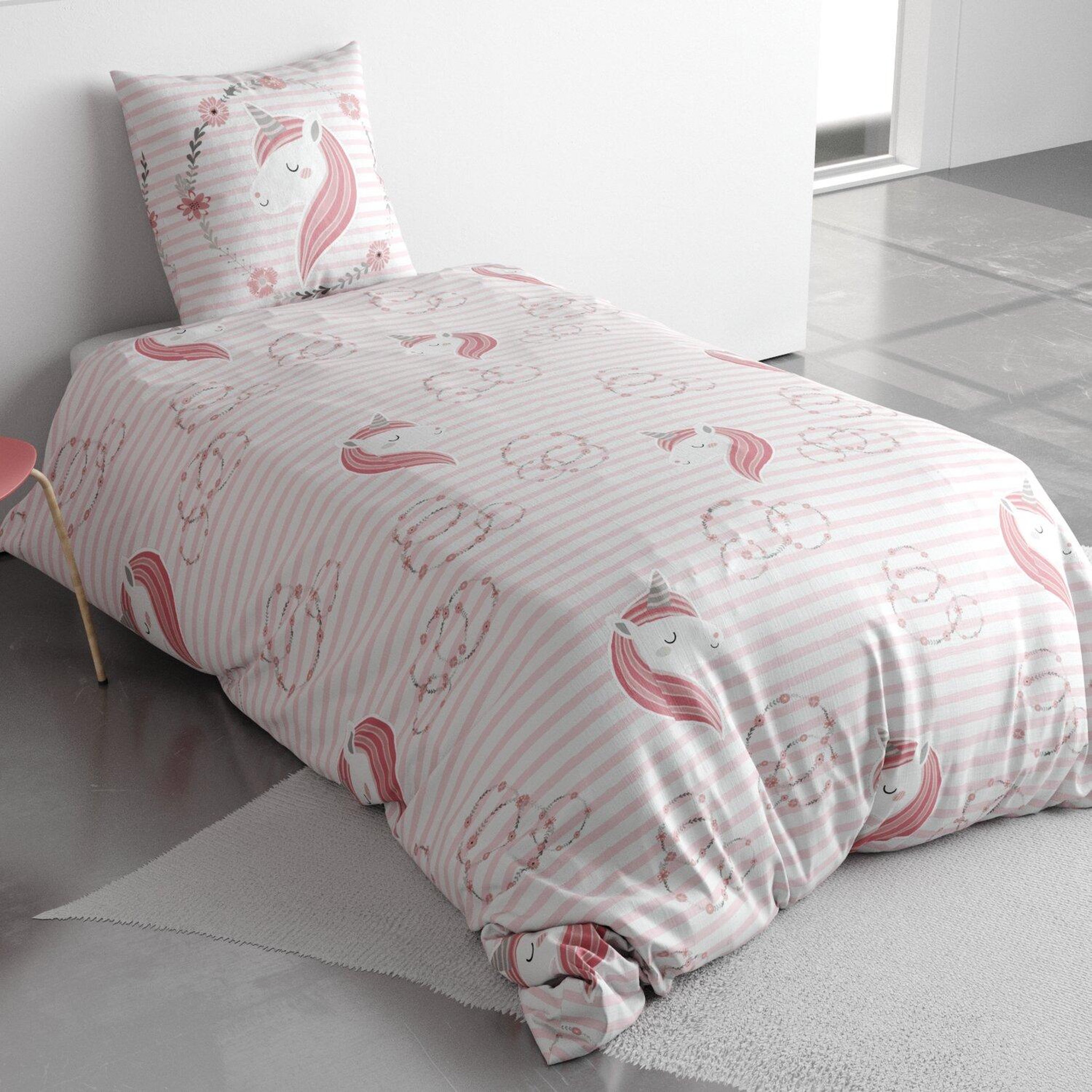 Voir la diapositive 2 : Les Ateliers du Linge Parure de couette 2pcs 140x200cm 100% coton 57 fils/cm2 rina