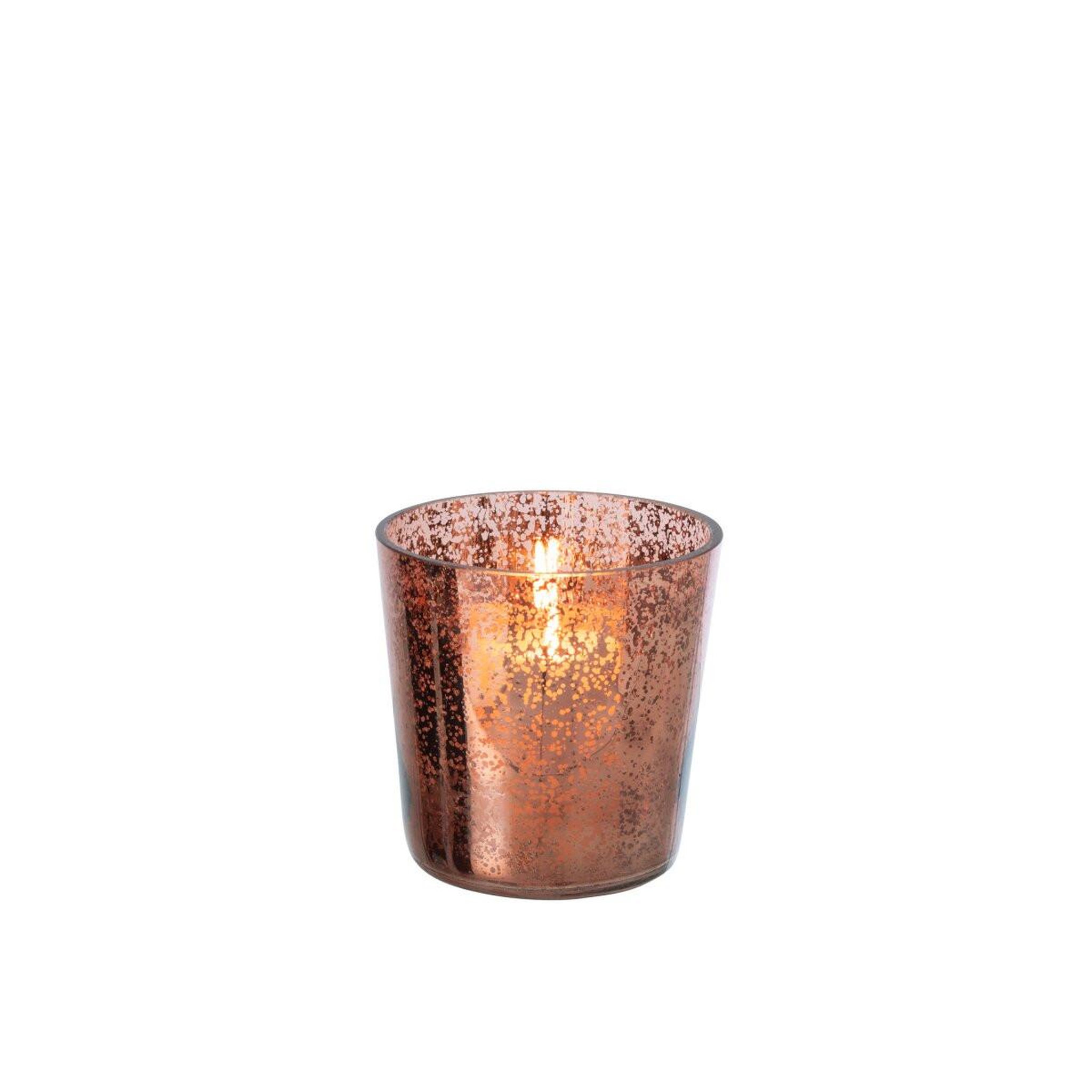 Voir la diapositive 2 : J-LINE Photophore design en verre  ember  16cm marron