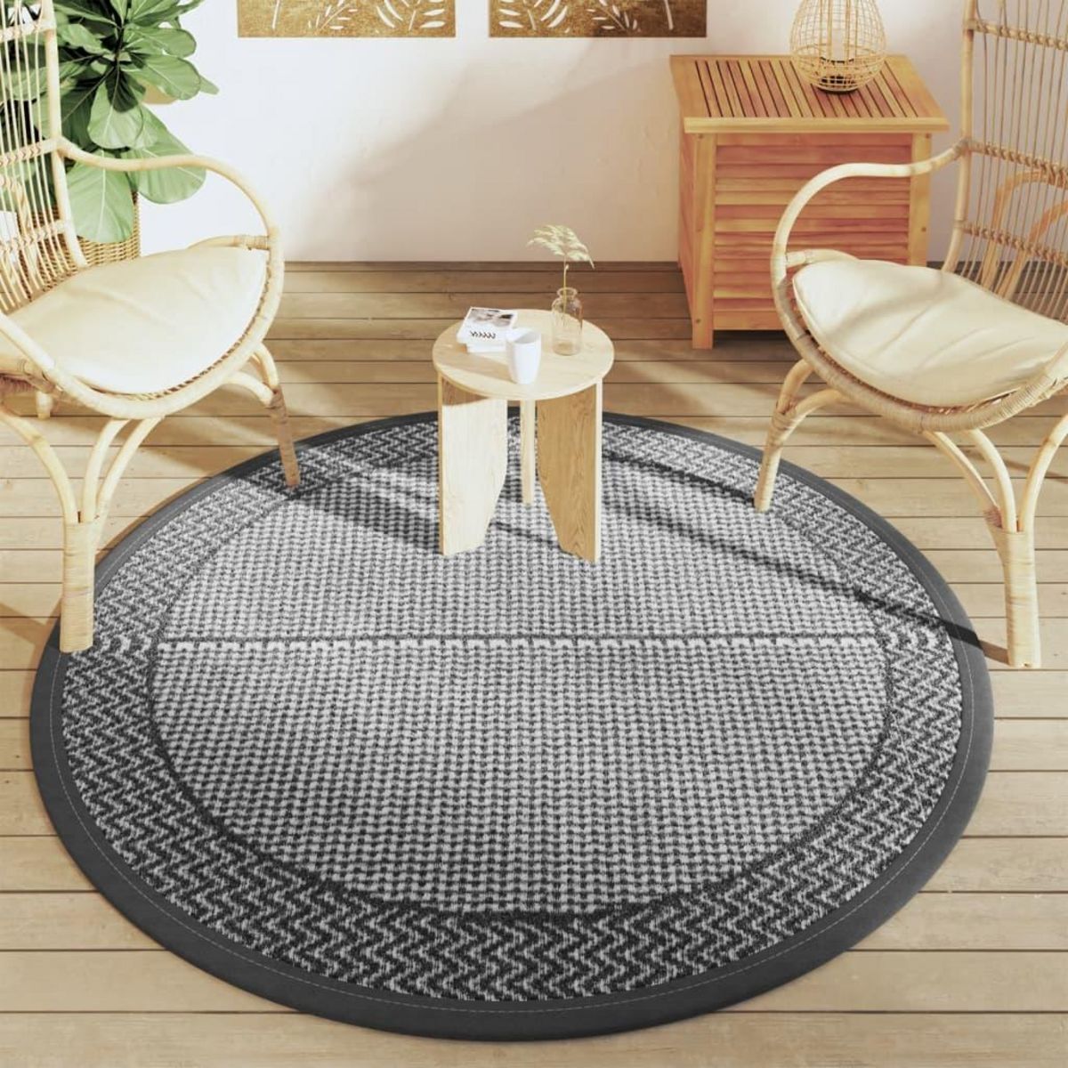 VIDAXL Tapis d'exterieur ARAKIL gris Ø160 cm PP