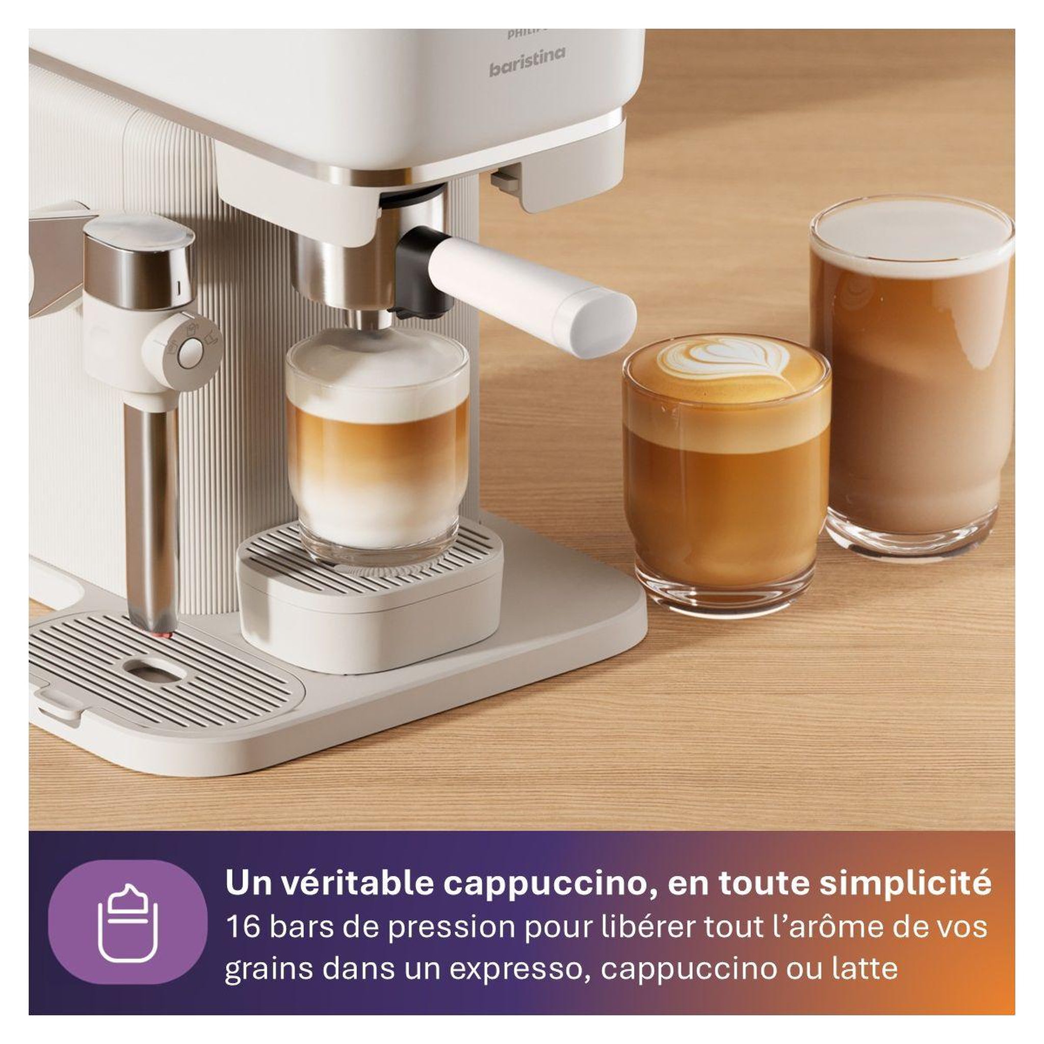 Voir la diapositive 3 : Philips Machine à expresso BAR400/00 cafetière à grain Latte Blanche