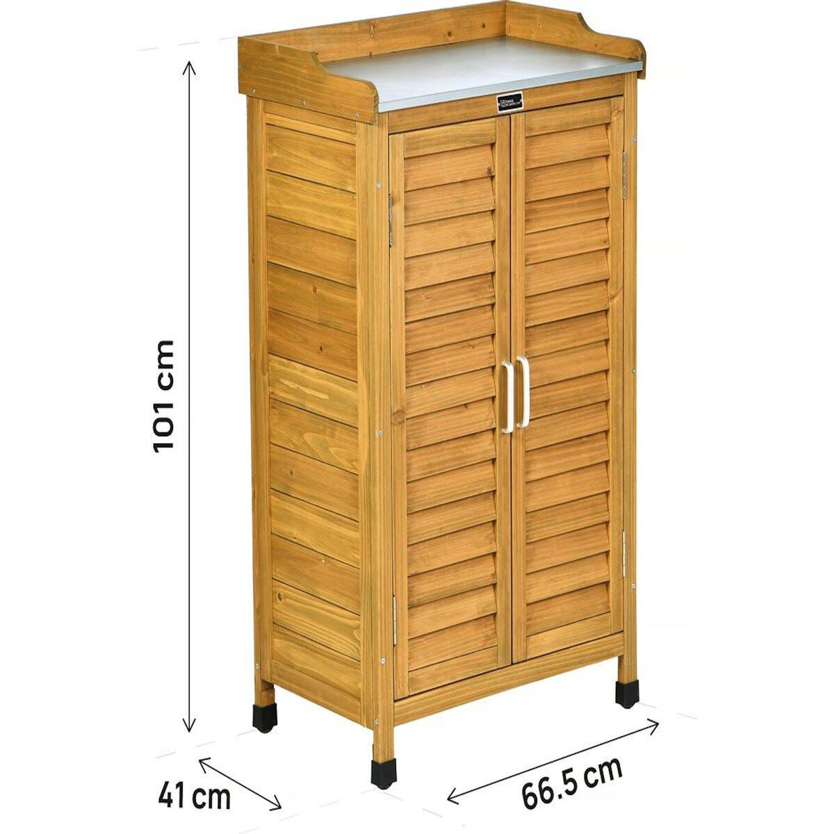 Habitat et Jardin Armoire de jardin en bois avec roulettes  Alexia  - 66 x 41 x 101 cm - Marron