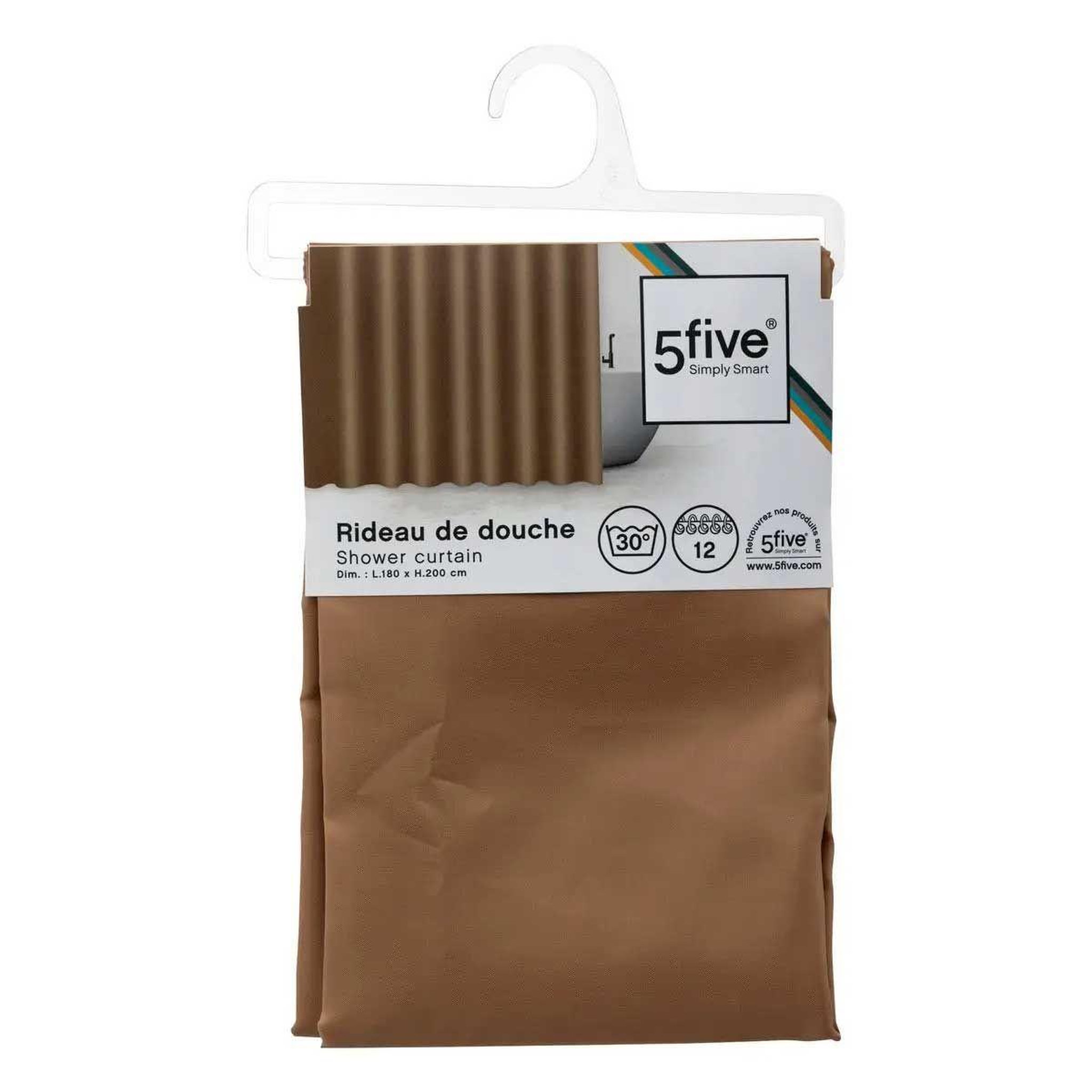 Voir la diapositive 2 : FIVE Rideau de Douche  Classique  180x200cm Marron Tabac
