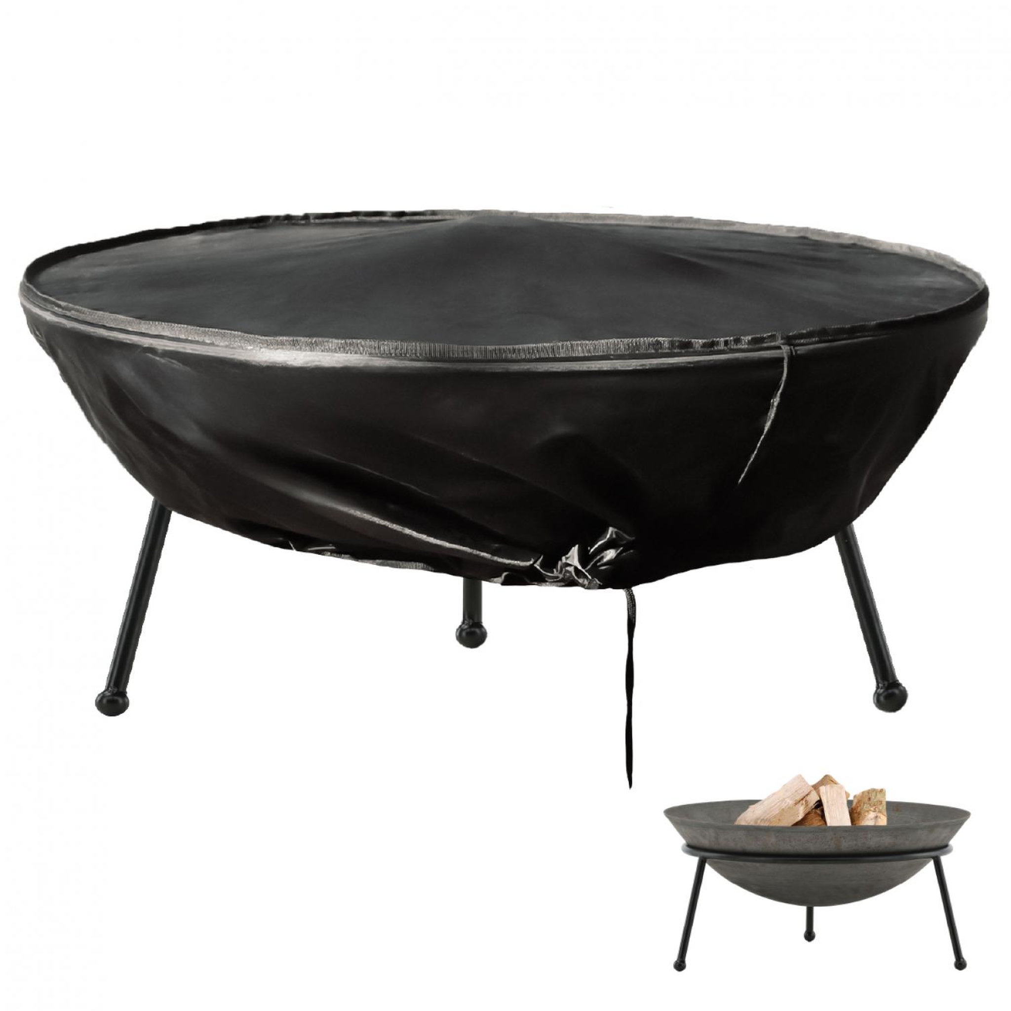 LINXOR Bâche, housse de protection pour brasero - Imperméable - Diam 85 cm x H 40 cm - Noir