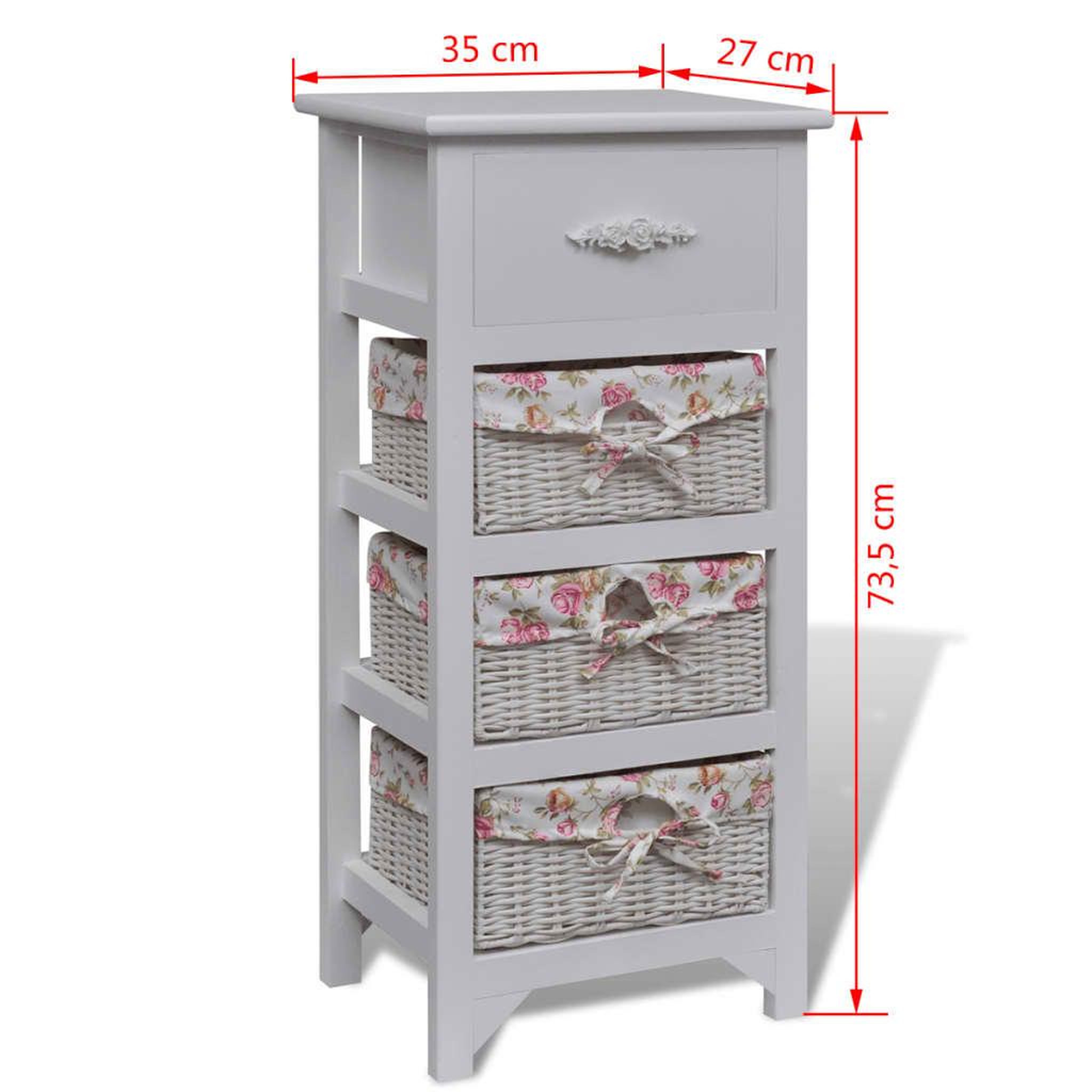 Voir la diapositive 6 : VIDAXL Armoire avec 1 tiroir et 3 paniers Blanc Bois de Paulownia