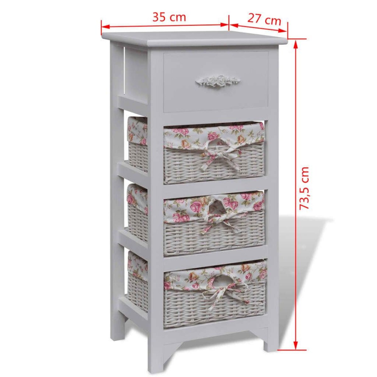 VIDAXL Armoire avec 1 tiroir et 3 paniers Blanc Bois de Paulownia