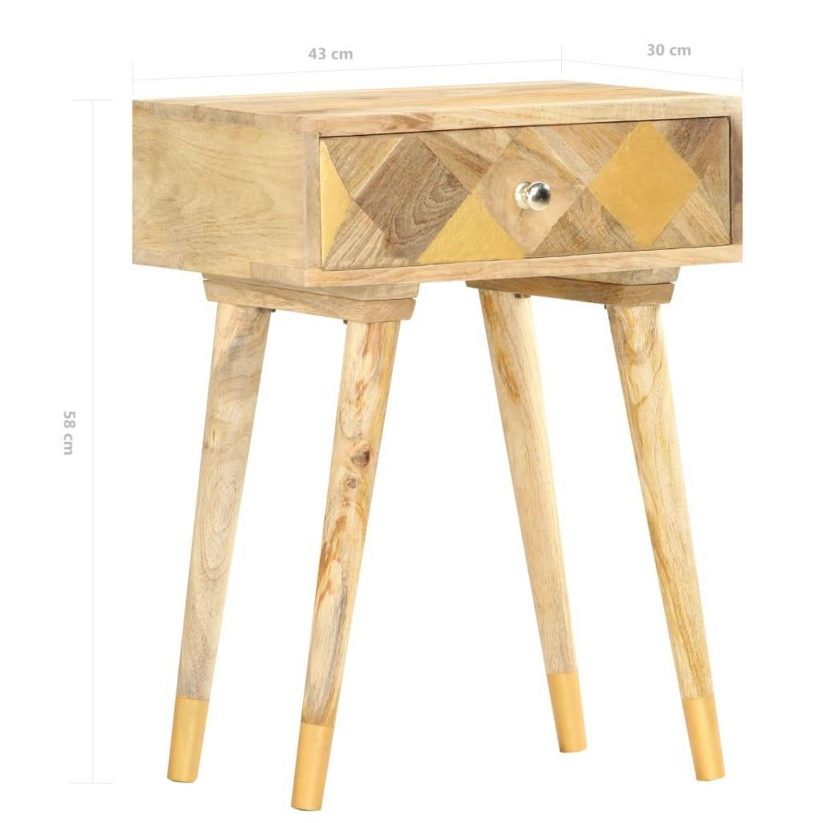 VIDAXL Table de chevet 43 x 30 x 58 cm Bois de manguier massif