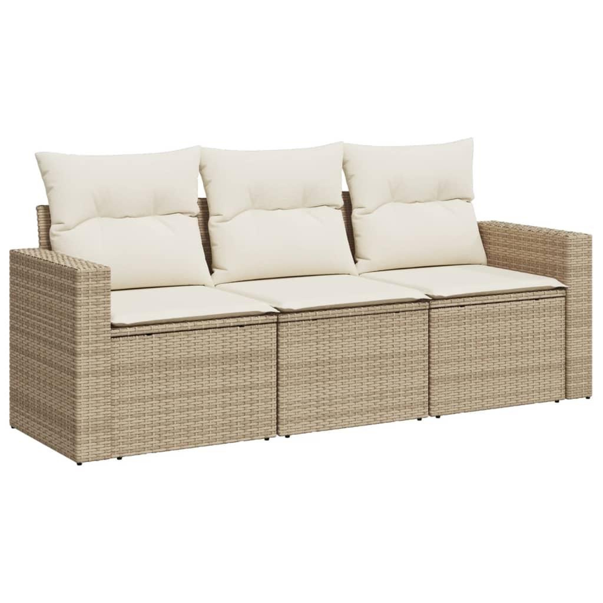 Voir la diapositive 2 : VIDAXL Salon de jardin avec coussins 3 pcs beige resine tressee