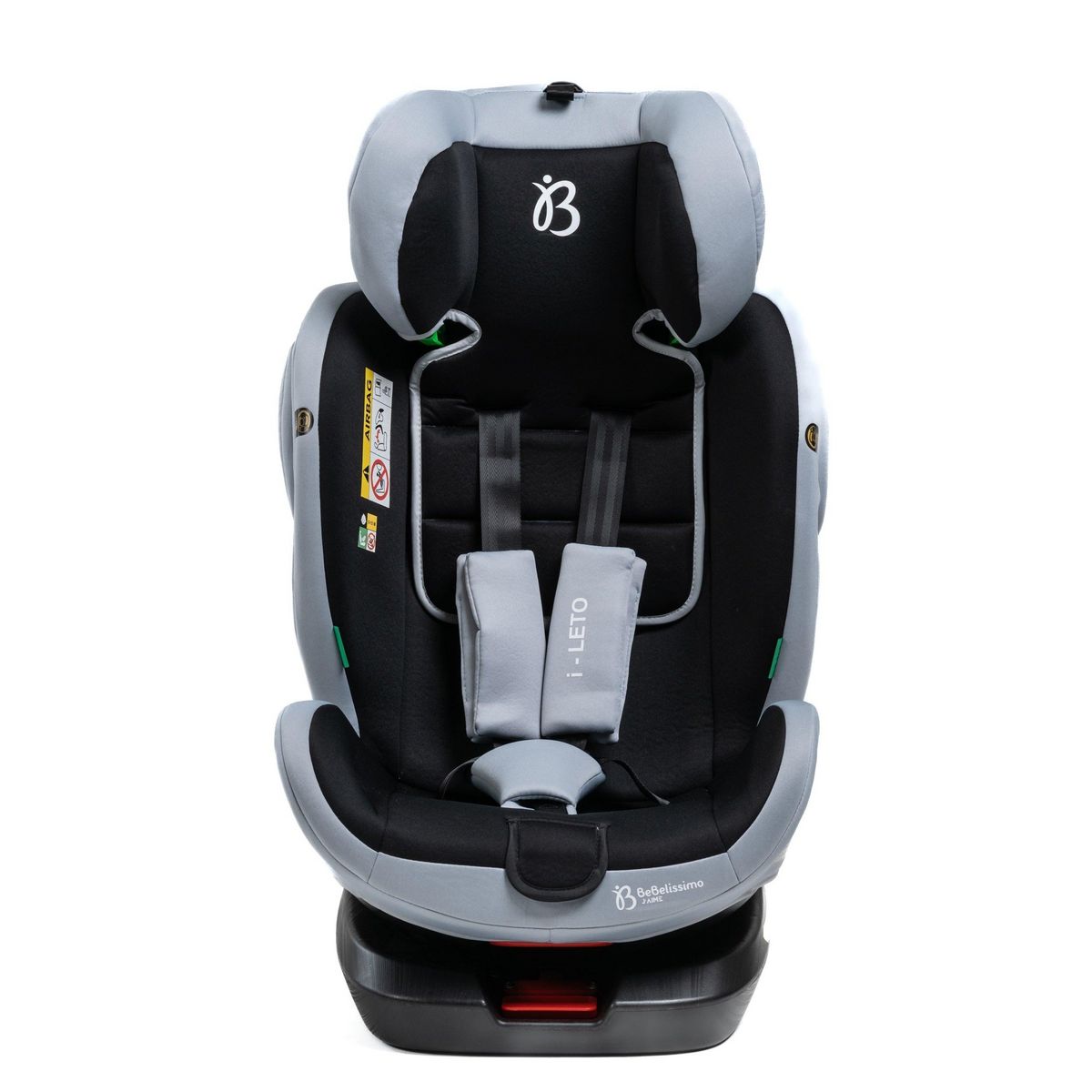 BEBELISSIMO BEBELISSIMO - Siège auto Isofix - pivotant 360 ° - groupe 0+/1/2/3 - (0-36kg) - i-Leto - gris/noir - protections latérales