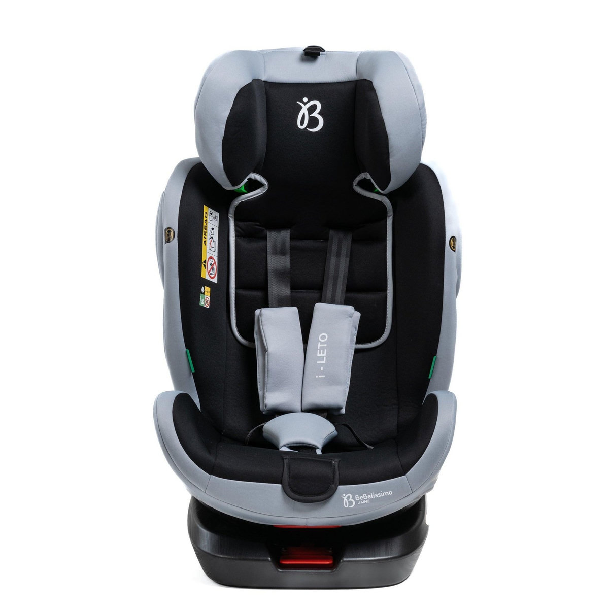 BEBELISSIMO BEBELISSIMO - Siège auto Isofix - pivotant 360 ° - groupe 0+/1/2/3 - (0-36kg) - i-Leto - gris/noir - protections latérales