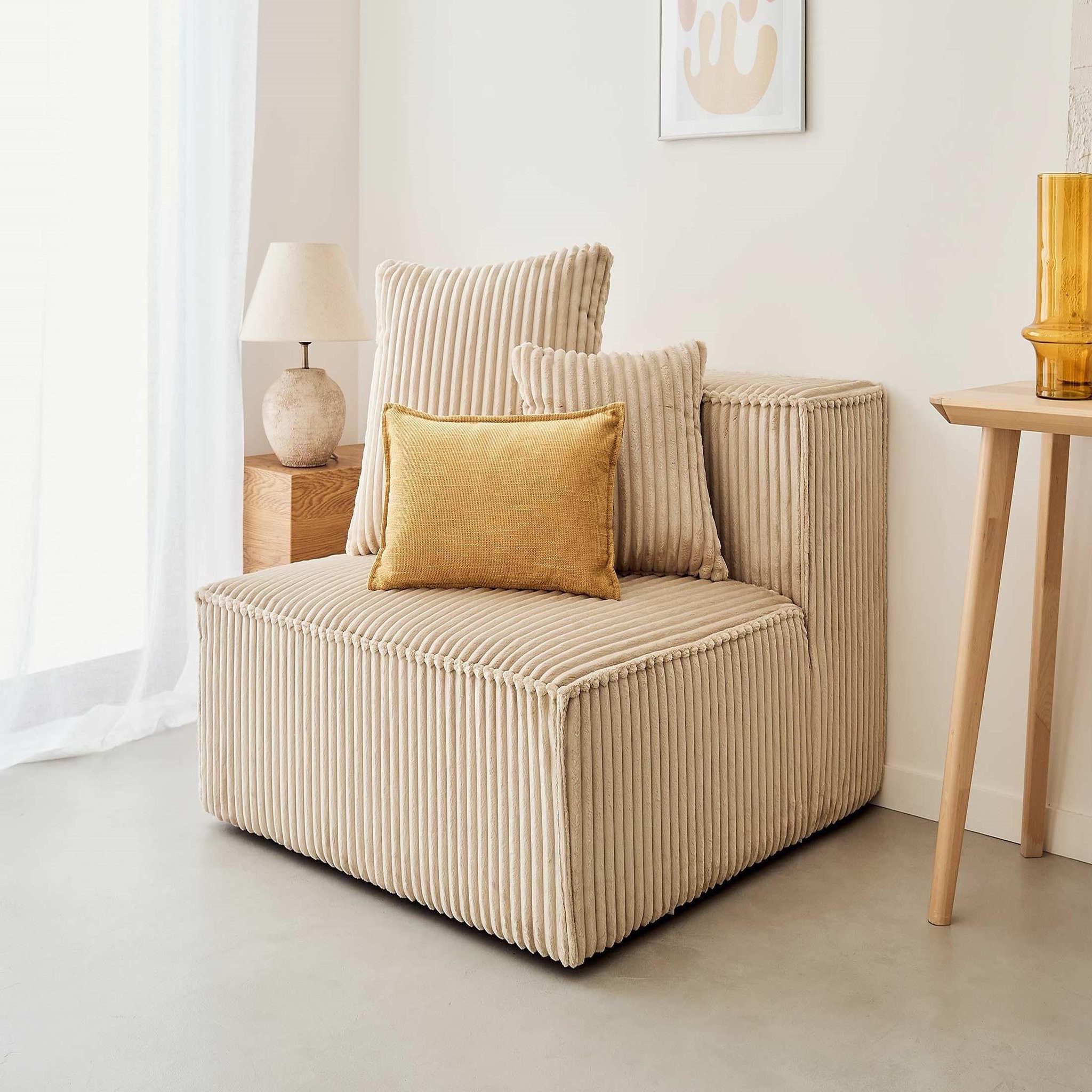 Voir la diapositive 1 : LISA DESIGN Colombine - module d'assise - en velours côtelé grosses côtes