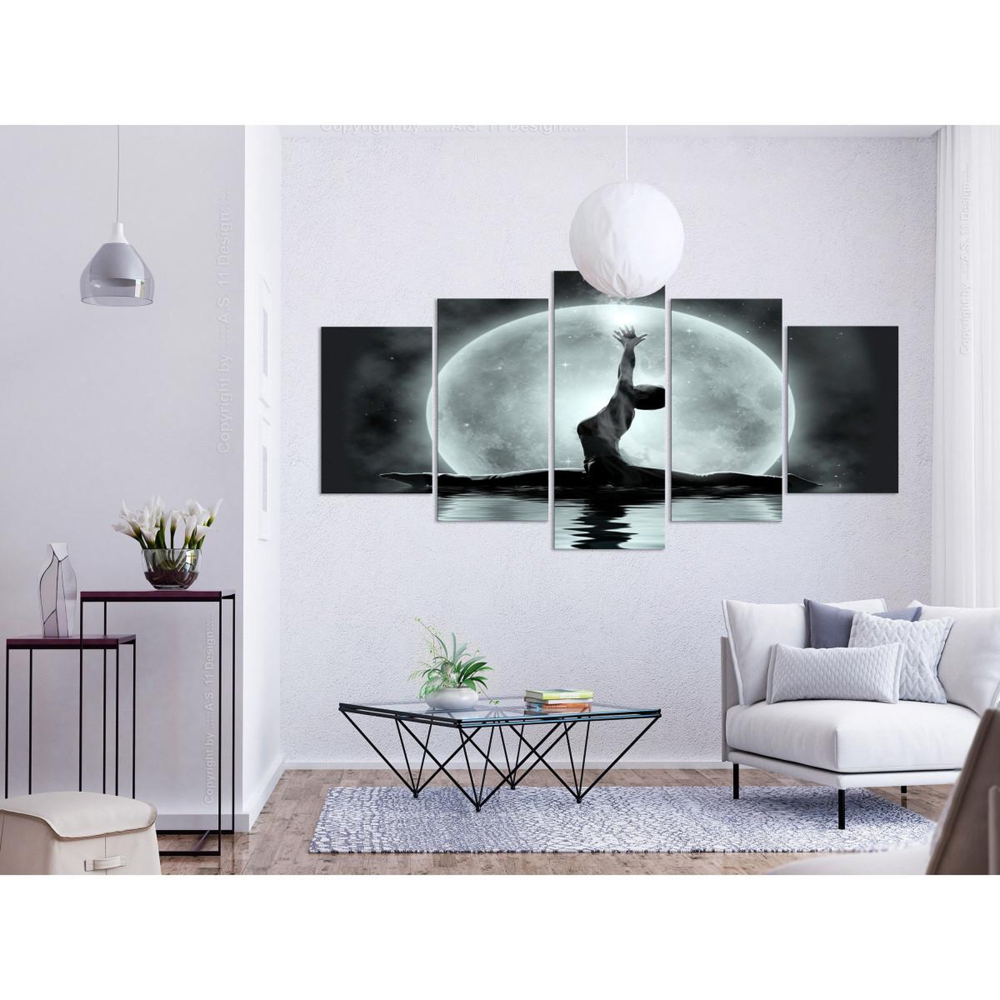 Voir la diapositive 2 : Paris Prix Tableau Imprimé 5 Panneaux  Twine Wide Grey