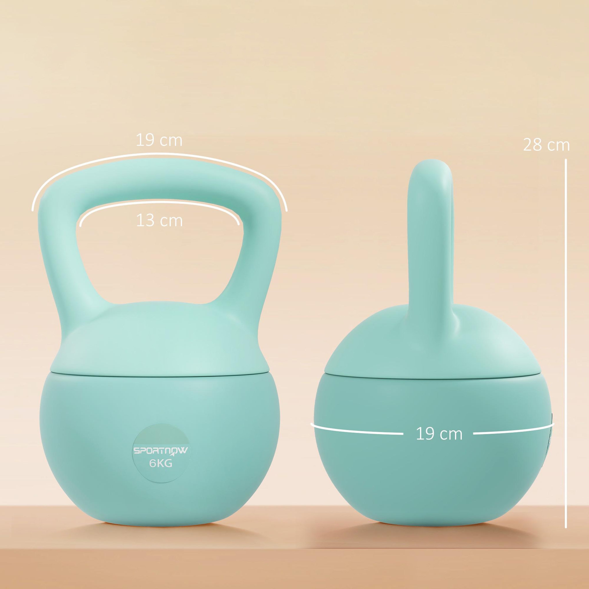 Voir la diapositive 3 : HOMCOM Kettlebell 6 Kg - prise ergonomique - entraînement musculaire & haltérophilie - PVC vert