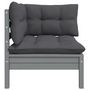 Voir la diapositive 4 : VIDAXL Salon de jardin 3 pcs avec coussins Gris Bois de pin massif