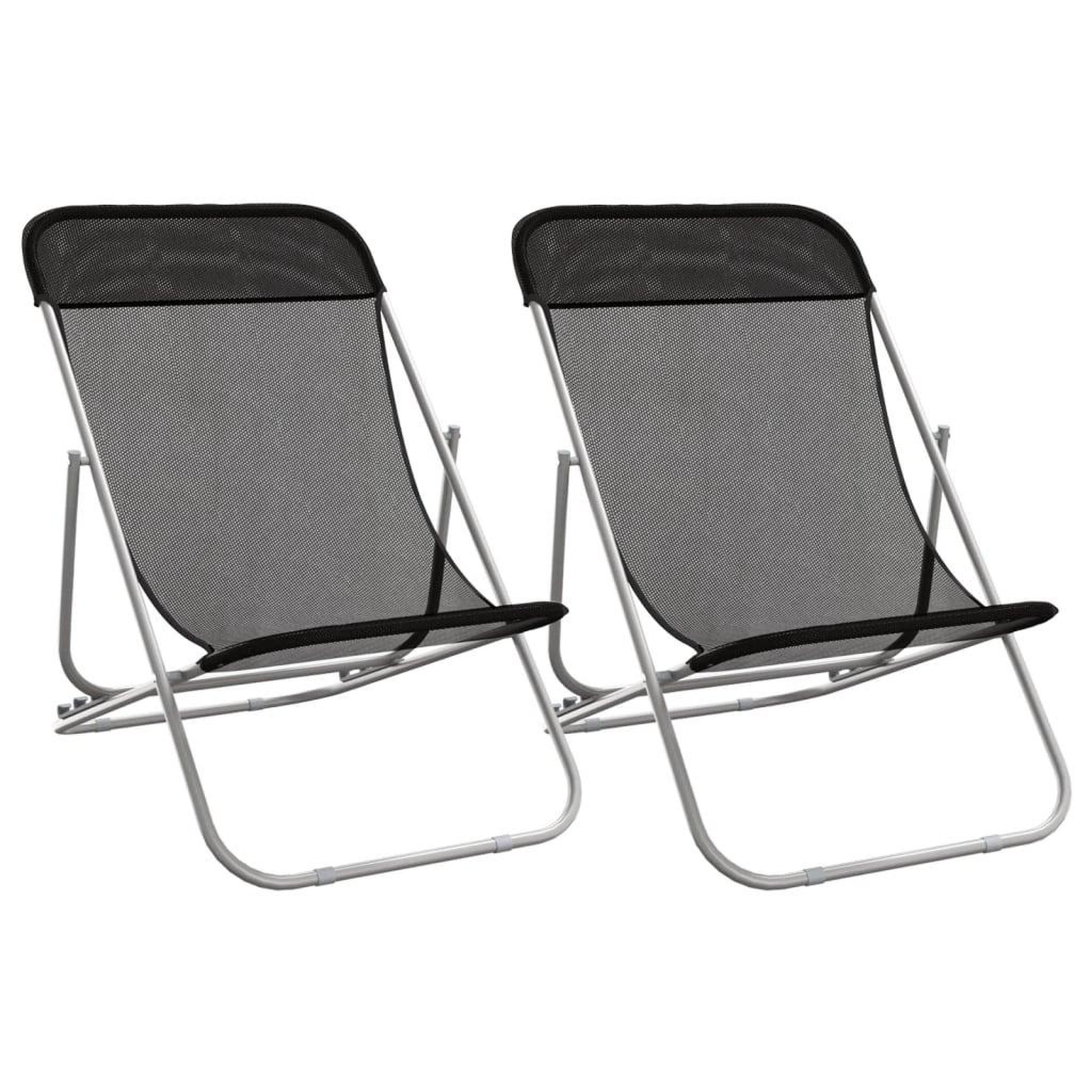 Voir la diapositive 2 : VIDAXL Chaises plage pliantes lot de 2 textilene acier enduit poudre