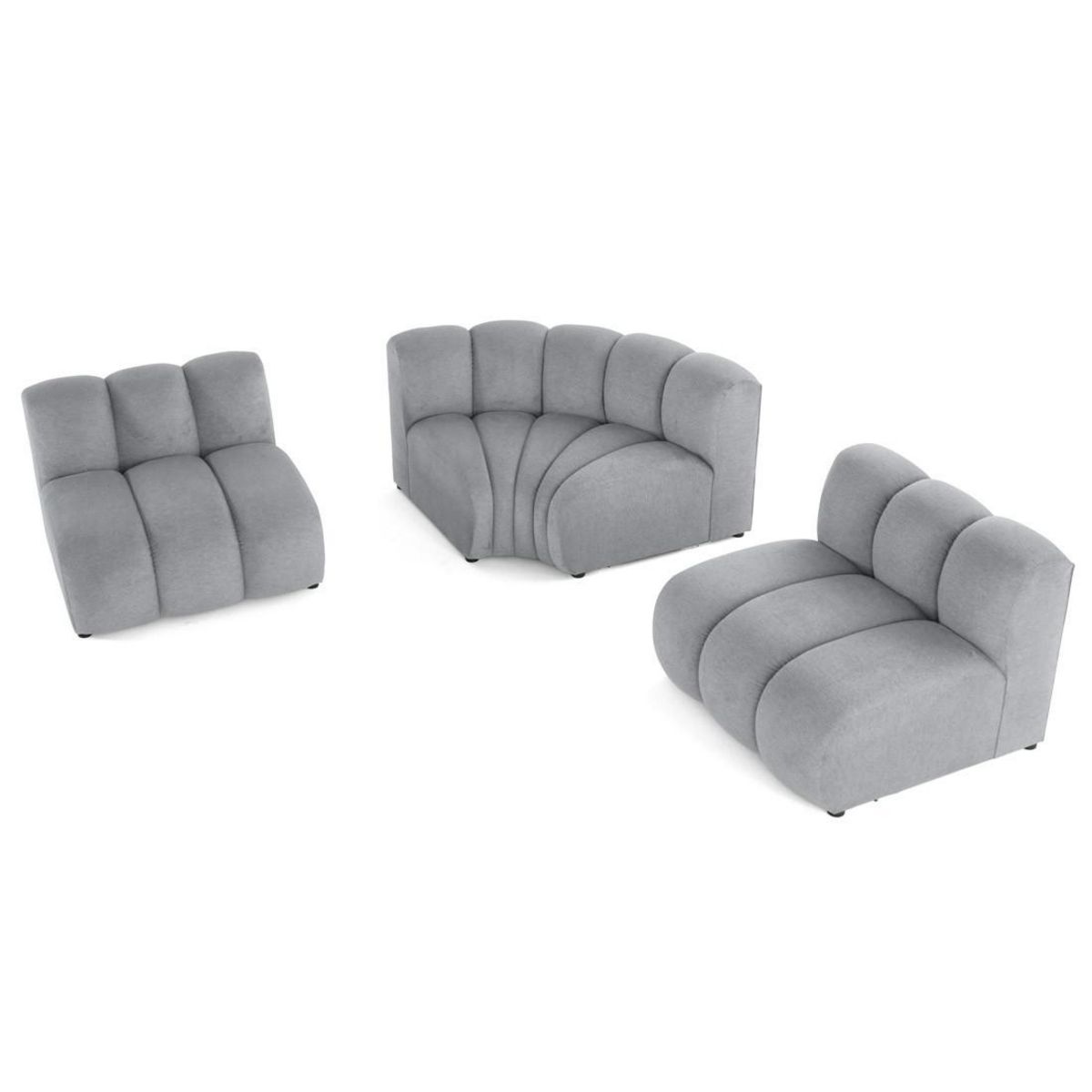 LISA DESIGN Debbie - canapé modulable d'angle réversible 4 places sans accoudoirs en tissu texturé